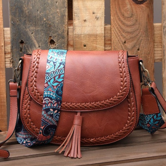 Boho Cream Leopard Strap Shoulder Crossbody Bag - Picture 11 of 11